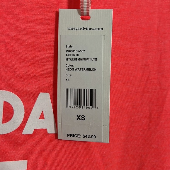 NWT Vineyard Vines Thursday is the New Friday Logo Tee Neon Watermelon Size XS - Picture 2 of 6